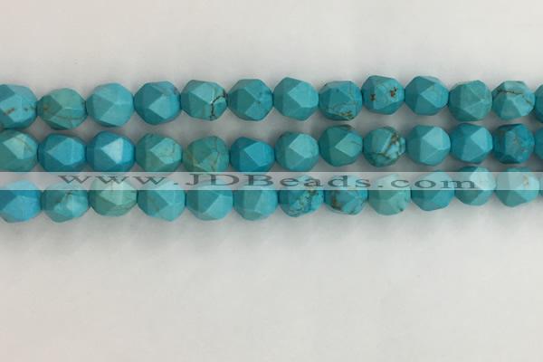 CWB890 15.5 inches 8mm faceted nuggets howlite turquoise beads