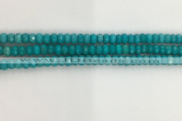 CWB902 15.5 inches 4*6mm faceted rondelle howlite turquoise beads