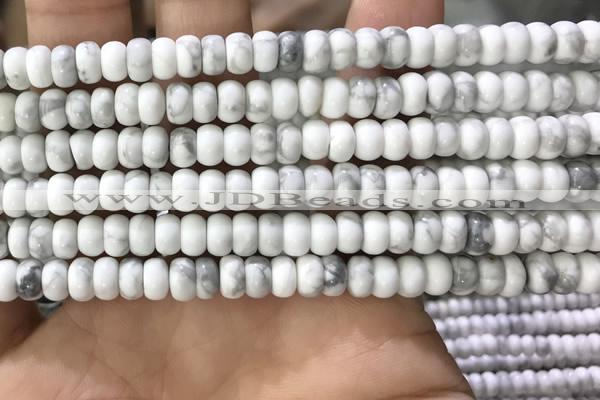 CWB917 15.5 inches 4*6mm rondelle white howlite turquoise beads