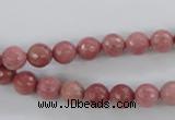 CWF01 15.5 inches 6mm faceted round pink wooden fossil jasper beads