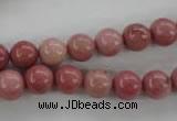 CWF12 15.5 inches 8mm round pink wooden fossil jasper beads wholesale