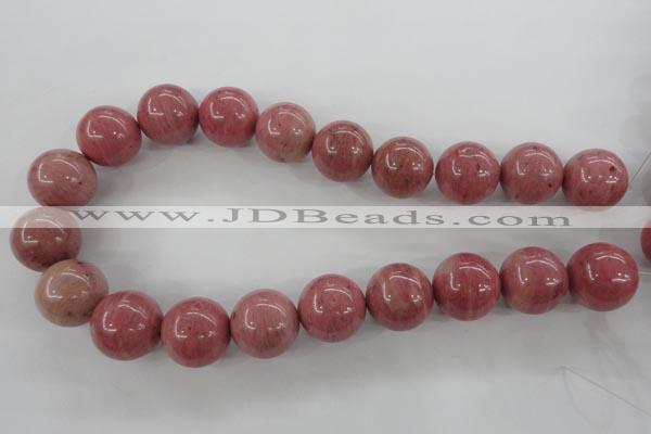 CWF19 15.5 inches 20mm round pink wooden fossil jasper beads wholesale