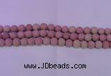 CWF20 15.5 inches 4mm round matte pink wooden fossil jasper beads