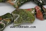 CWG05 15.5 inches 25*33mm wavy freeform unakite gemstone beads