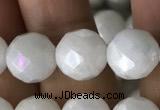 CWH67 15.5 inches 10mm faceted round AB-color white jade beads