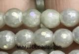 CWH70 15.5 inches 6mm faceted round AB-color white jade beads