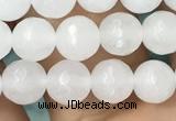 CWH77 15.5 inches 6mm faceted round white jade beads wholesale