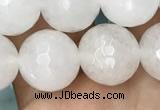 CWH79 15.5 inches 10mm faceted round white jade beads wholesale