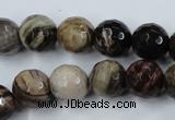 CWJ214 15.5 inches 12mm faceted round wood jasper gemstone beads