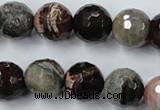 CWJ215 15.5 inches 14mm faceted round wood jasper gemstone beads