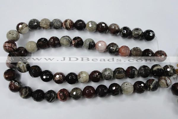 CWJ216 15.5 inches 16mm faceted round wood jasper gemstone beads