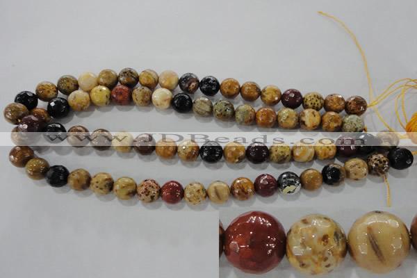 CWJ305 15.5 inches 11mm faceted round wood jasper gemstone beads