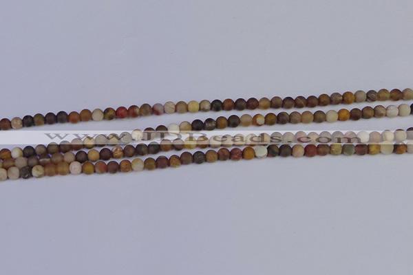 CWJ410 15.5 inches 4mm round matte wood jasper beads wholesale