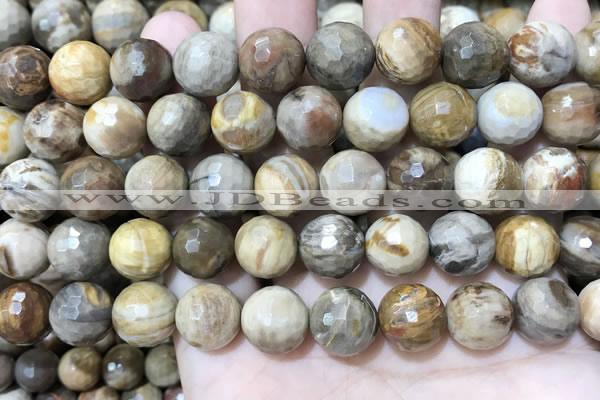 CWJ454 15.5 inches 12mm faceted round wood jasper beads wholesale