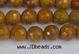 CWJ469 15.5 inches 6mm faceted round yellow petrified wood jasper beads