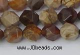 CWJ484 15.5 inches 8mm faceted nuggets wood jasper beads