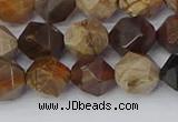 CWJ485 15.5 inches 10mm faceted nuggets wood jasper beads