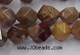 CWJ492 15.5 inches 10mm faceted nuggets wood jasper beads