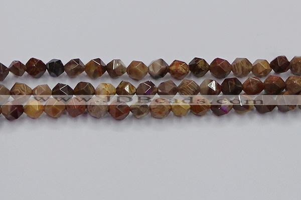 CWJ493 15.5 inches 12mm faceted nuggets wood jasper beads