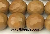 CWJ602 15 inches 8mm faceted round wooden jasper beads wholesale