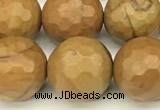 CWJ603 15 inches 10mm faceted round wooden jasper beads wholesale