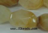 CYC129 15.5 inches 18*30mm faceted nuggets yellow crystal quartz beads