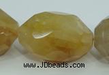 CYC130 15.5 inches 26*38mm faceted nuggets yellow crystal quartz beads