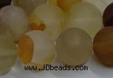 CYC145 15.5 inches 14mm round matte yellow quartz beads wholesale