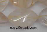 CYC205 15.5 inches 22*32mm twisted & faceted teardrop yellow quartz beads