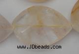 CYC207 15.5 inches 28*40mm twisted & faceted teardrop yellow quartz beads