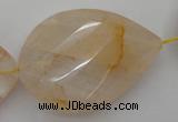 CYC208 15.5 inches 23*45mm twisted & faceted teardrop yellow quartz beads