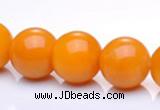 CYJ15 14mm round 16 inches yellow jade gemstone beads Wholesale