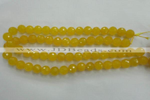 CYJ204 15.5 inches 12mm faceted round yellow jade beads wholesale