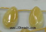 CYJ54 20*30mm top-drilled twisted teardrop yellow jade gemstone beads