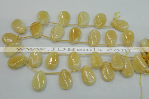 CYJ54 20*30mm top-drilled twisted teardrop yellow jade gemstone beads