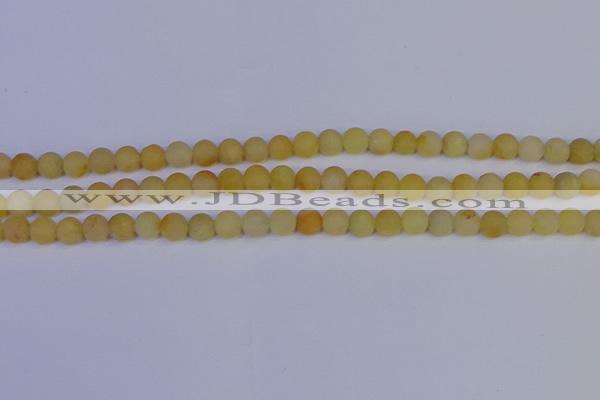 CYJ601 15.5 inches 6mm round matte yellow jade beads wholesale