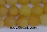 CYJ604 15.5 inches 12mm round matte yellow jade beads wholesale