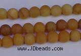 CYJ610 15.5 inches 4mm round matte yellow jade beads wholesale