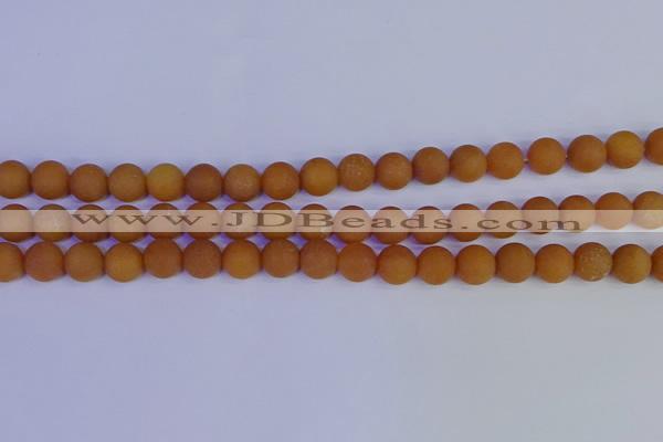 CYJ612 15.5 inches 8mm round matte yellow jade beads wholesale