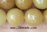 CYJ634 15.5 inches 12mm faceted round yellow jade beads wholesale