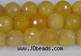 CYJ640 15.5 inches 8mm faceted round yellow jade beads wholesale