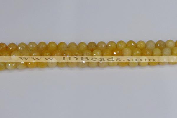 CYJ640 15.5 inches 8mm faceted round yellow jade beads wholesale