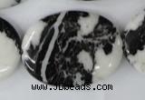 CZJ222 15.5 inches 30*40mm oval black & white zebra jasper beads