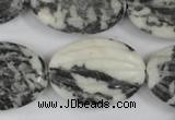 CZJ232 25*35mm carved oval black & white zebra jasper beads