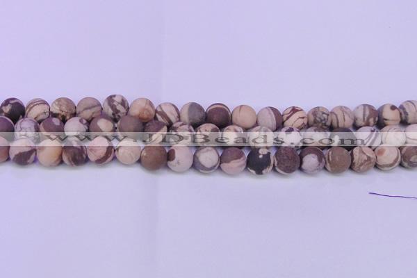 CZJ264 15.5 inches 12mm round matte zebra jasper beads