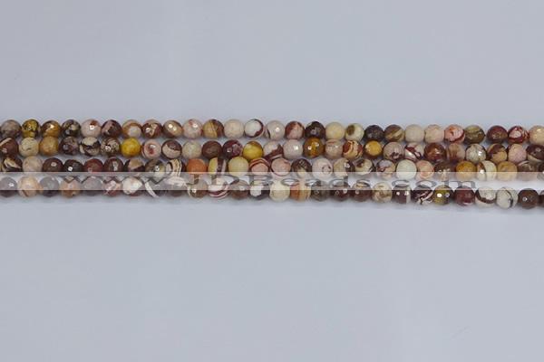 CZJ278 15.5 inches 4mm faceted round zebra jasper beads