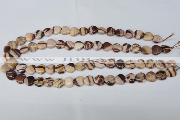 CZJ351 15.5 inches 12*12mm heart zebra jasper beads wholesale