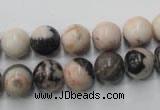 CZJ405 15.5 inches 14mm round pink zebra jasper beads wholesale