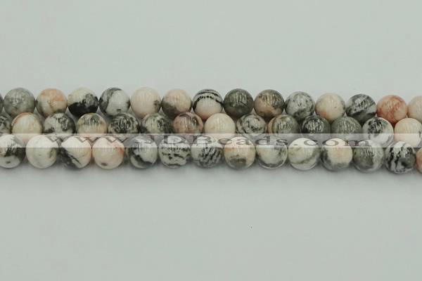 CZJ554 15.5 inches 12mm round pink zebra jasper beads wholesale