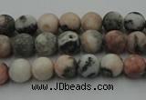 CZJ560 15.5 inches 4mm round matte pink zebra jasper beads